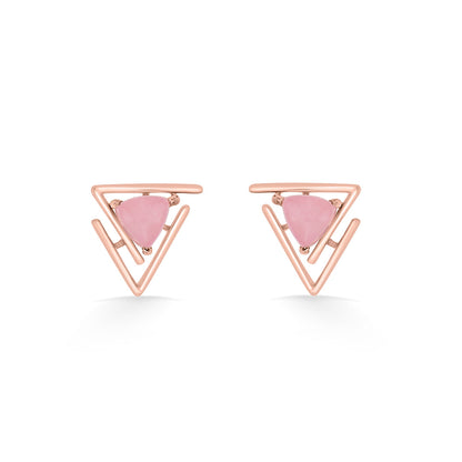Triple Flair Gold Stud Earrings for Women