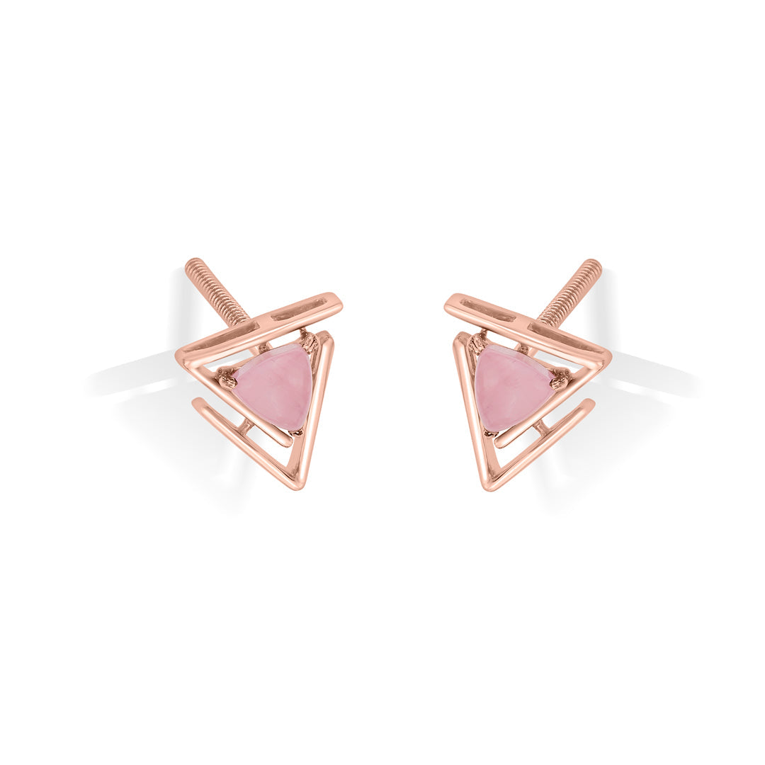 Triple Flair Gold Stud Earrings for Women