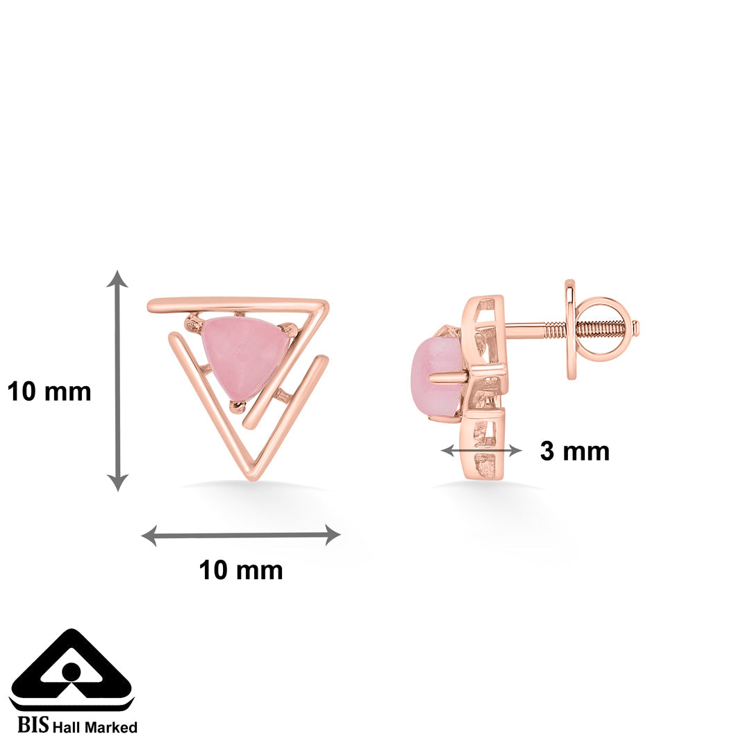 Triple Flair Gold Stud Earrings for Women