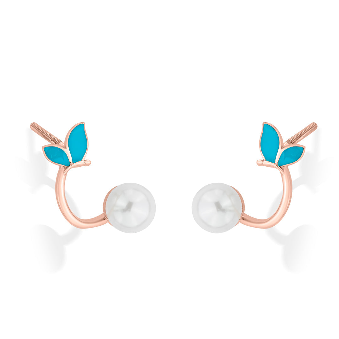 Leaf Glow Gold Stud Earrings for Women