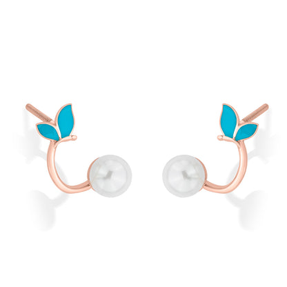 Leaf Glow Gold Stud Earrings for Women