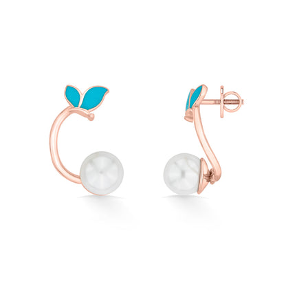 Leaf Glow Gold Stud Earrings for Women