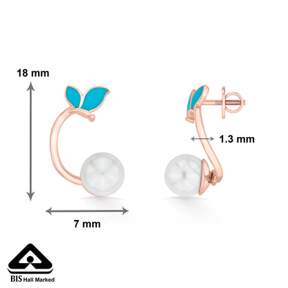 Leaf Glow Gold Stud Earrings for Women