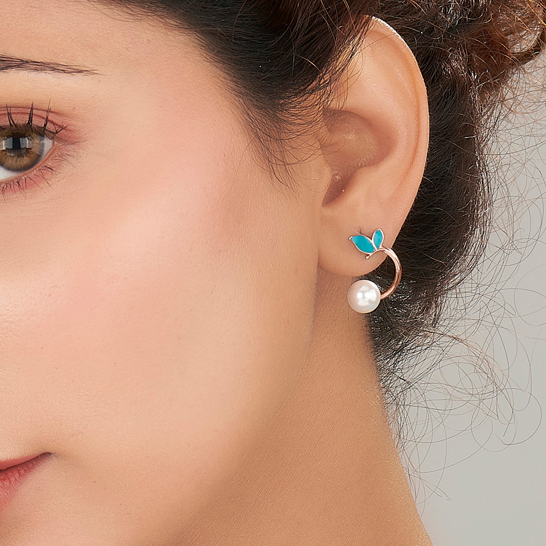 Leaf Glow Gold Stud Earrings for Women