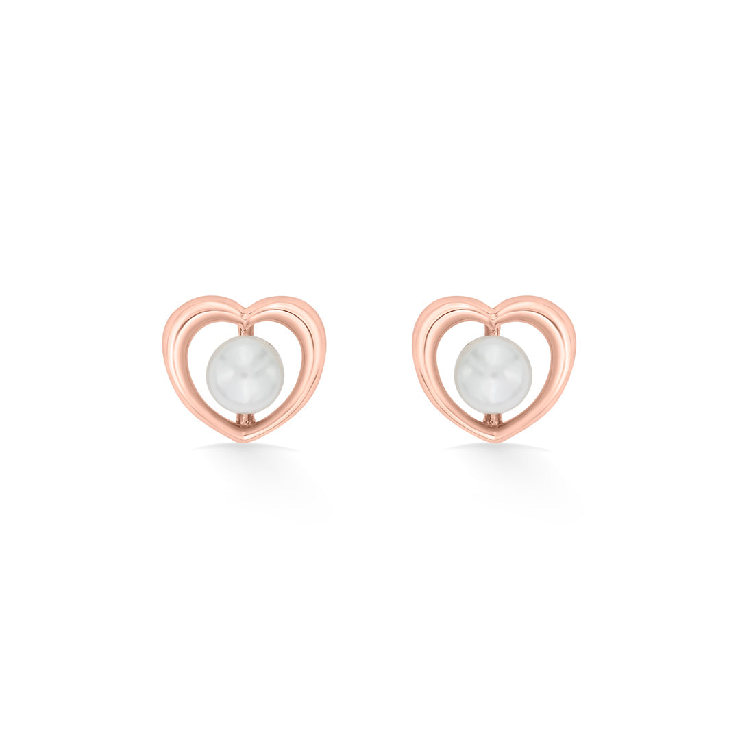 Heart Glow Gold Stud Earrings for Women