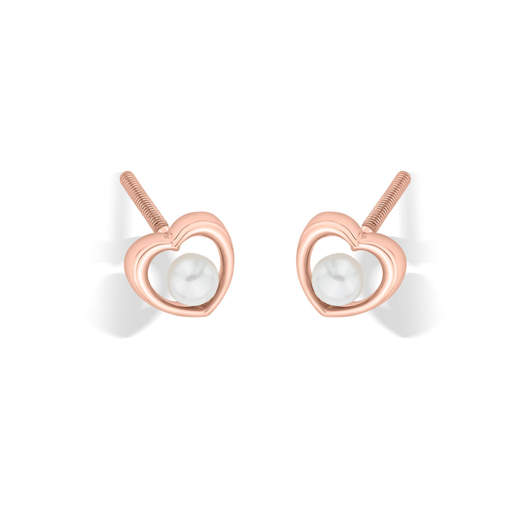 Heart Glow Gold Stud Earrings for Women