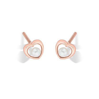 Heart Glow Gold Stud Earrings for Women