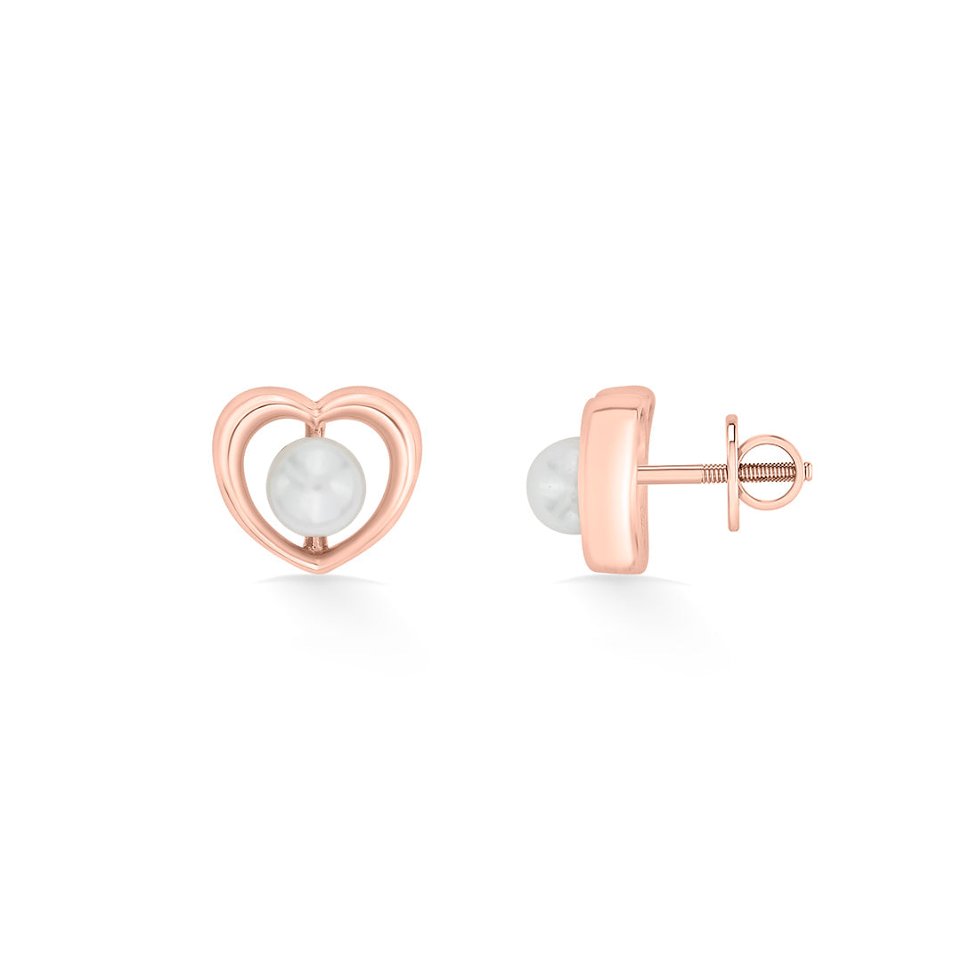 Heart Glow Gold Stud Earrings for Women