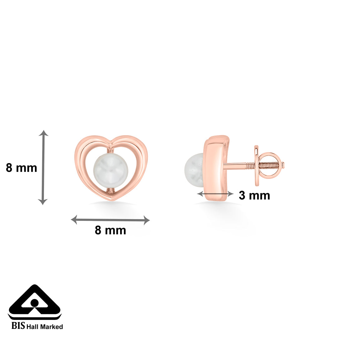 Heart Glow Gold Stud Earrings for Women