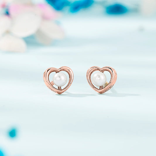 Heart Glow Gold Stud Earrings for Women