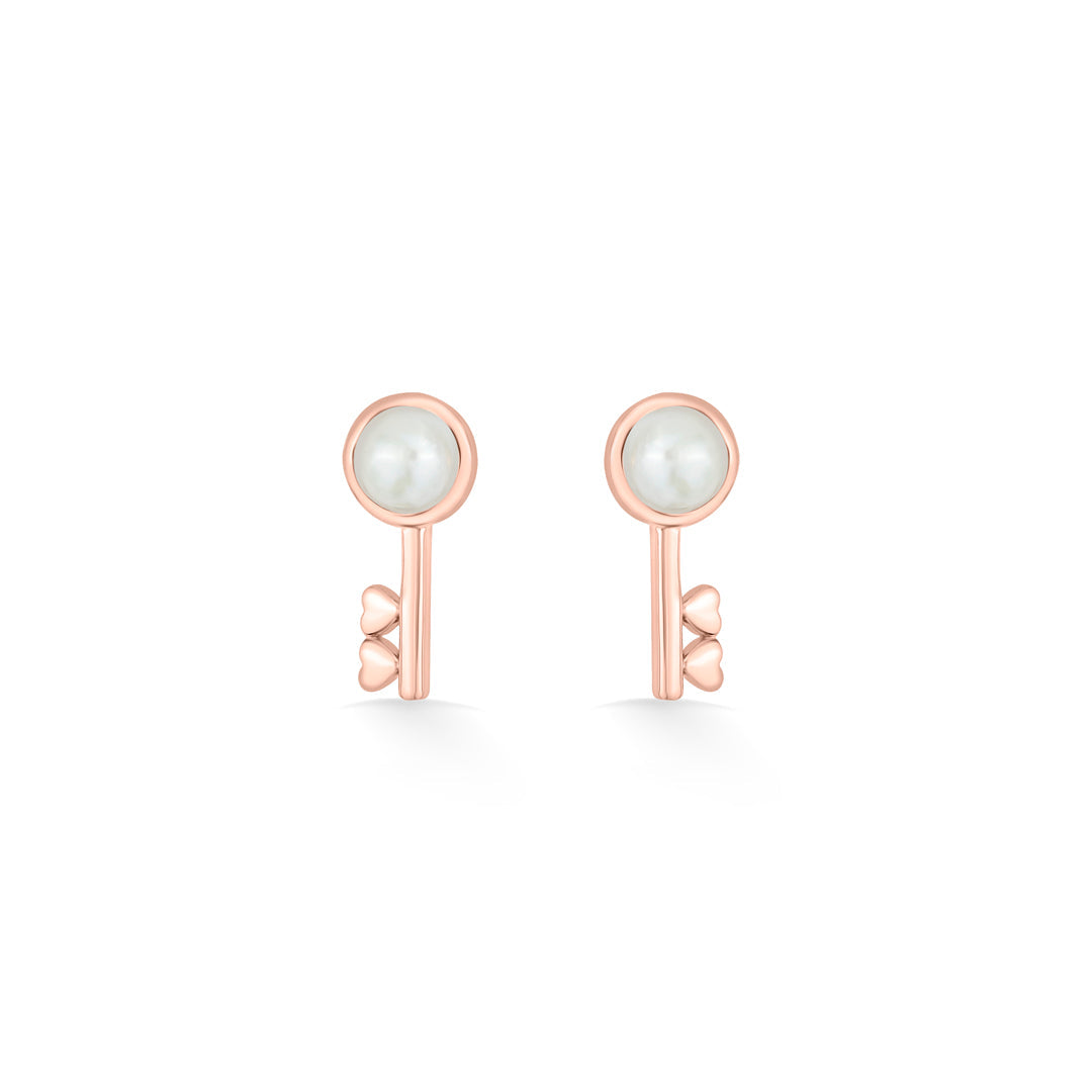 Regal Key Gold Stud Earrings for Women