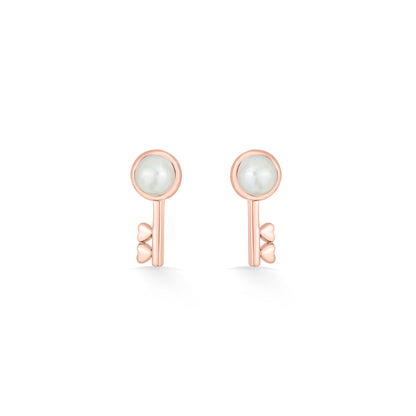 Regal Key Gold Stud Earrings for Women