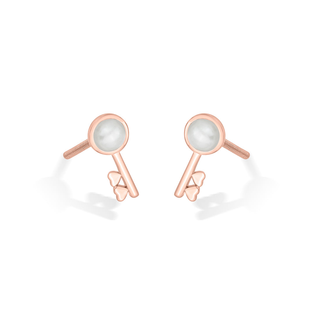 Regal Key Gold Stud Earrings for Women