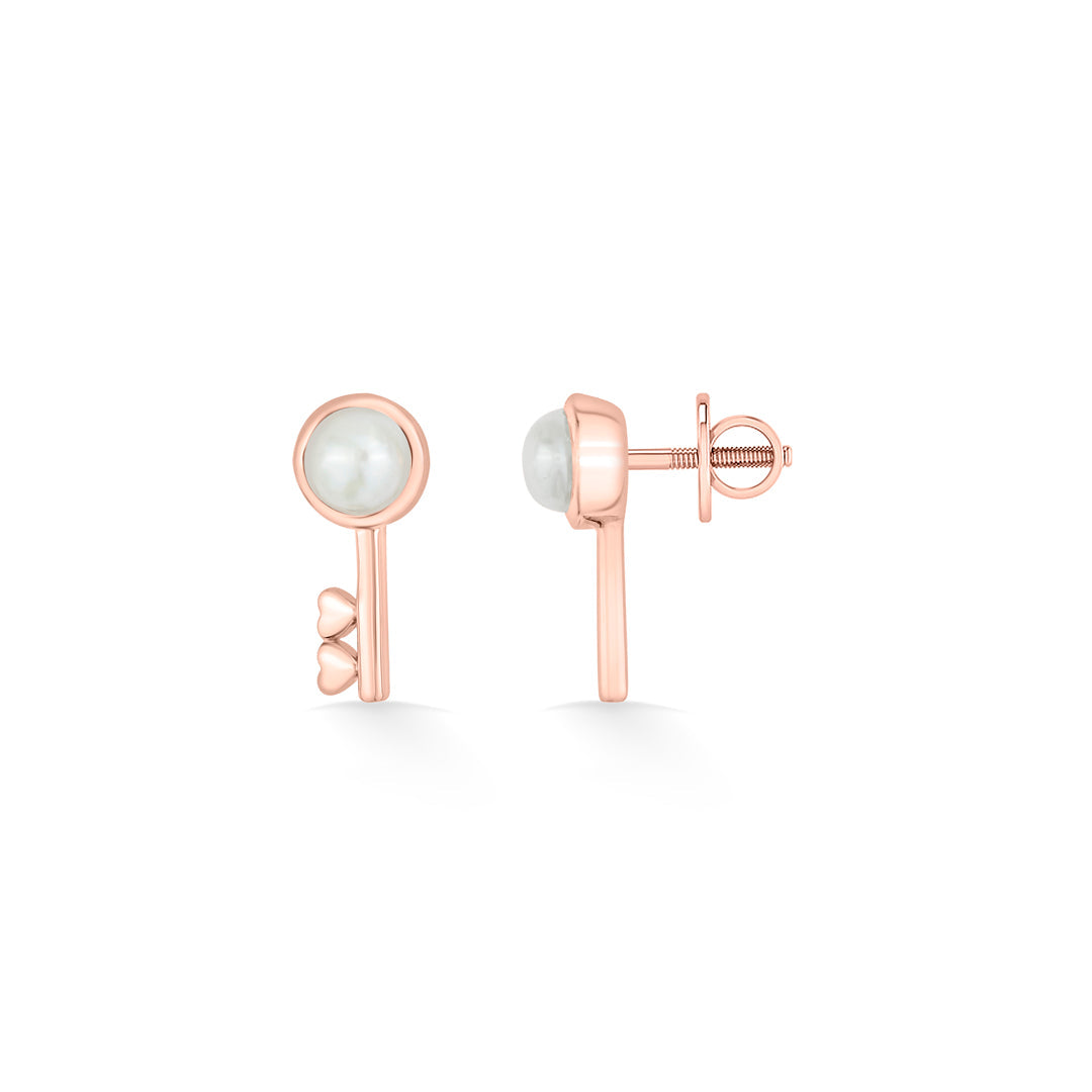 Regal Key Gold Stud Earrings for Women