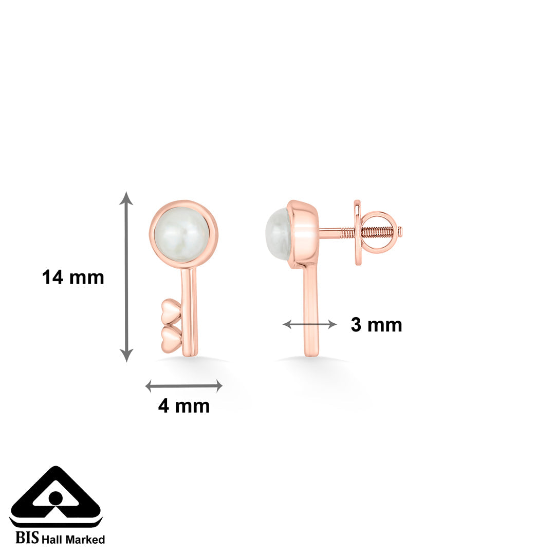 Regal Key Gold Stud Earrings for Women