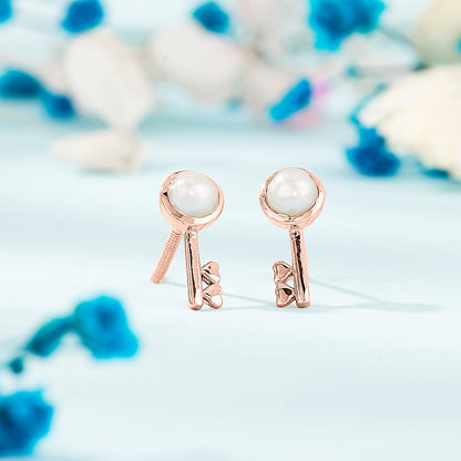Regal Key Gold Stud Earrings for Women