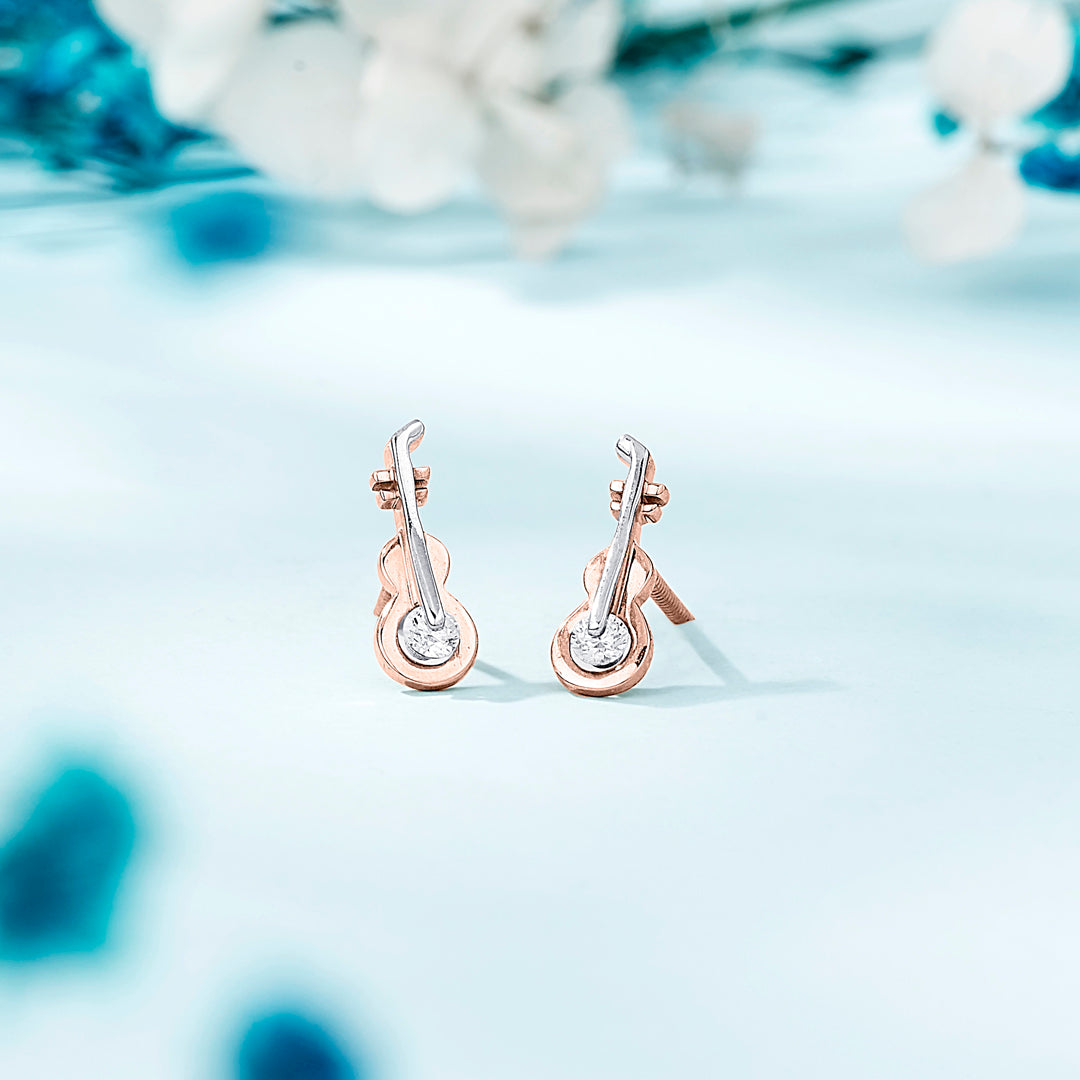 Harmony Line Gold Stud Earrings for Women