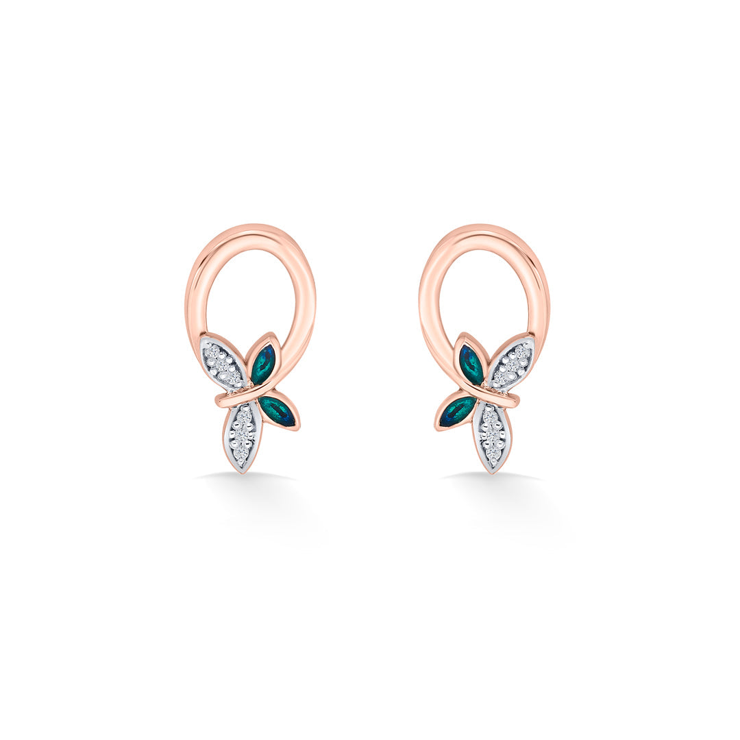 Sky Wings Gold Stud Earrings for Women