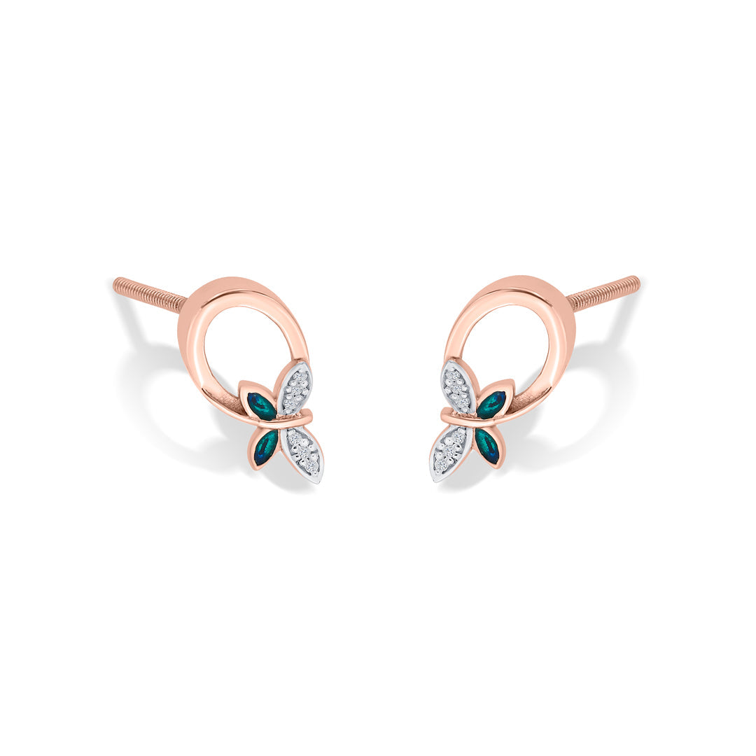 Sky Wings Gold Stud Earrings for Women