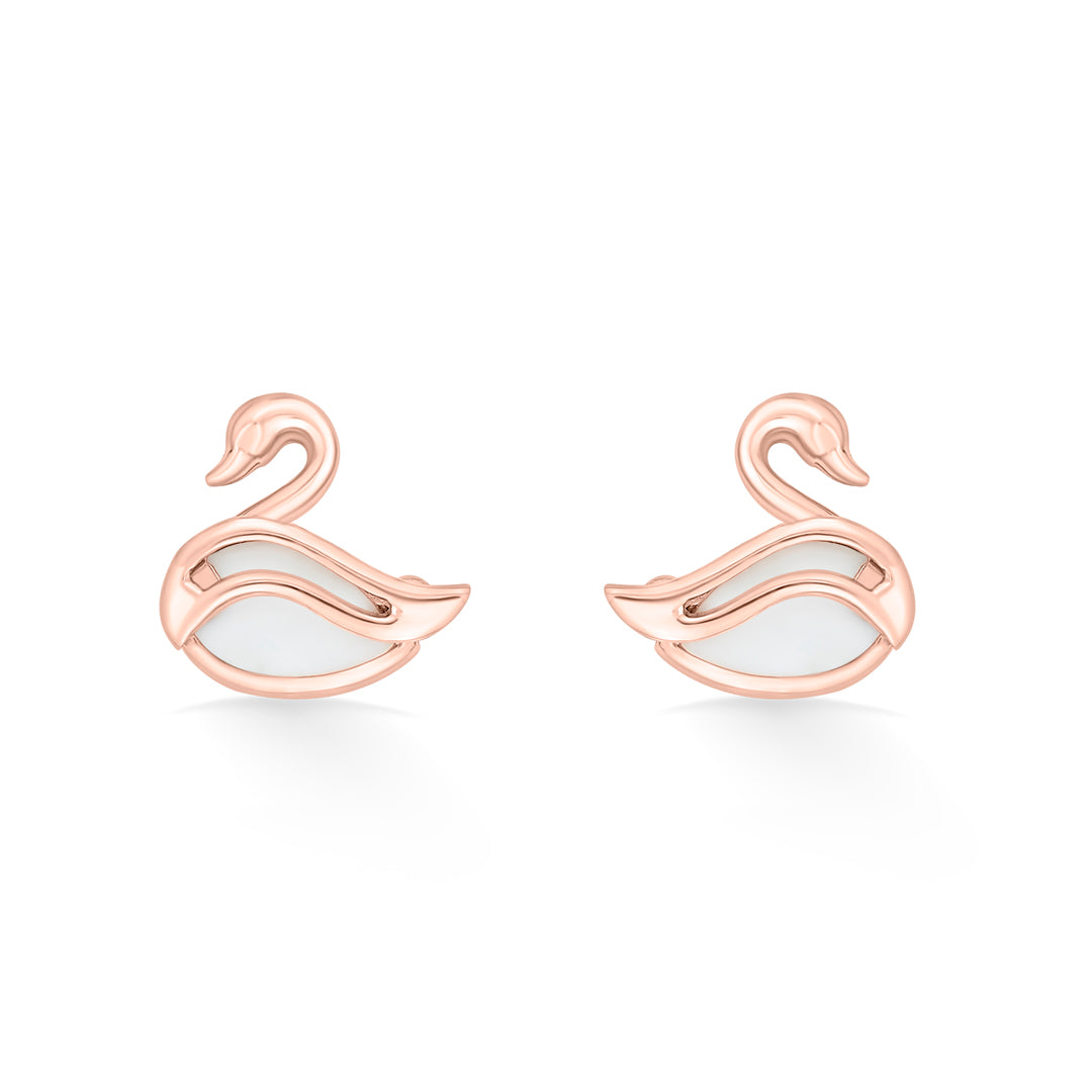 Royal Swan Gold Stud Earrings for Women