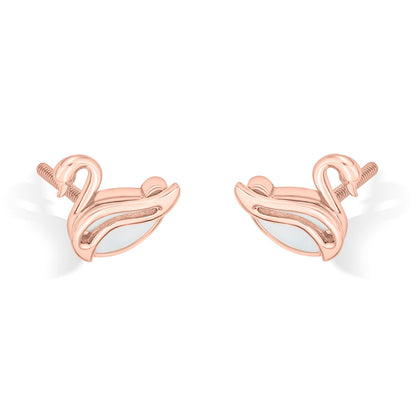 Royal Swan Gold Stud Earrings for Women