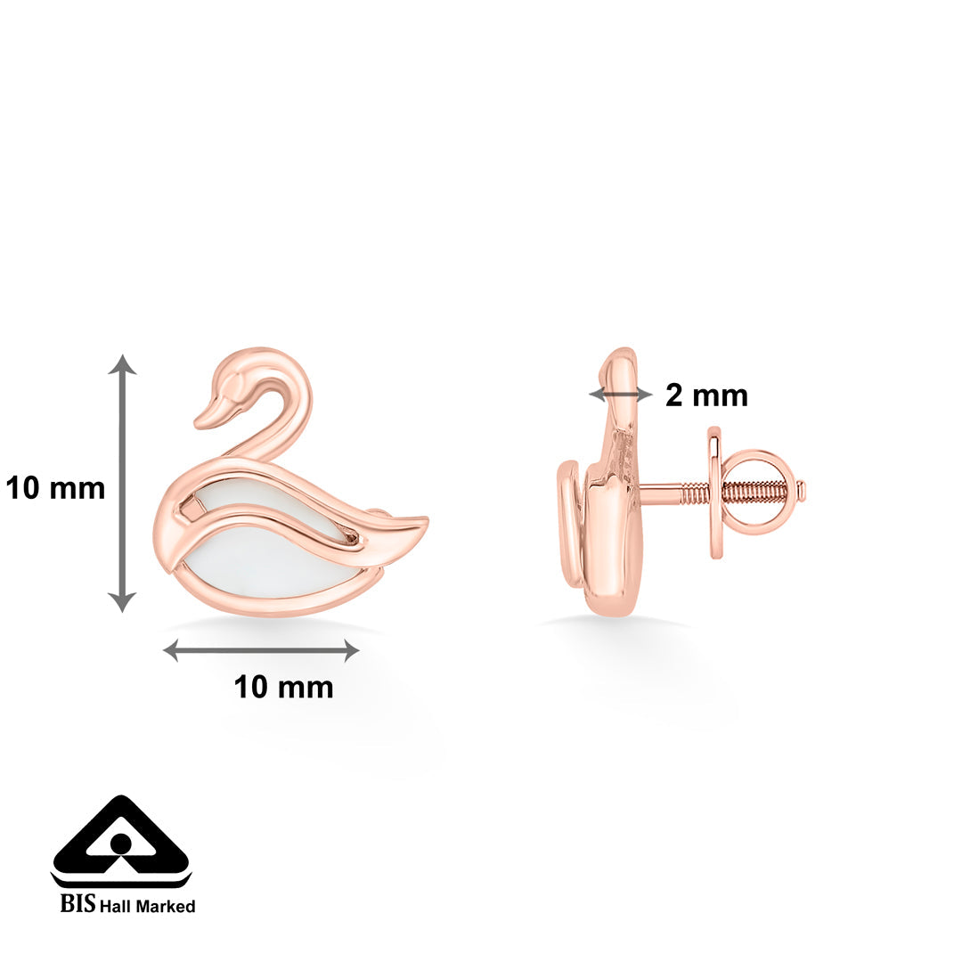 Royal Swan Gold Stud Earrings for Women
