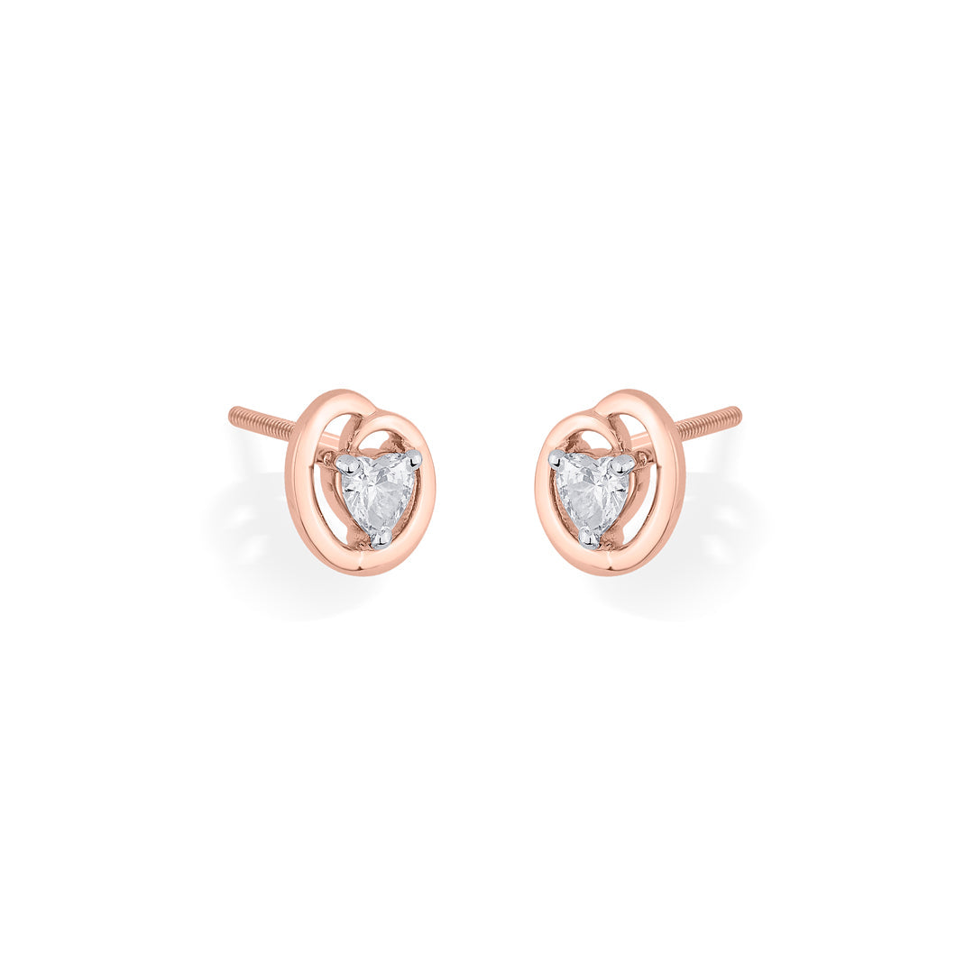 Heart Haven Gold Stud Earrings for Women