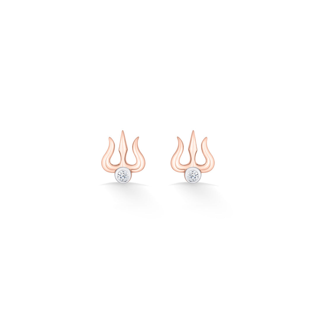 Divine Trishul Gold Stud Earrings for Women