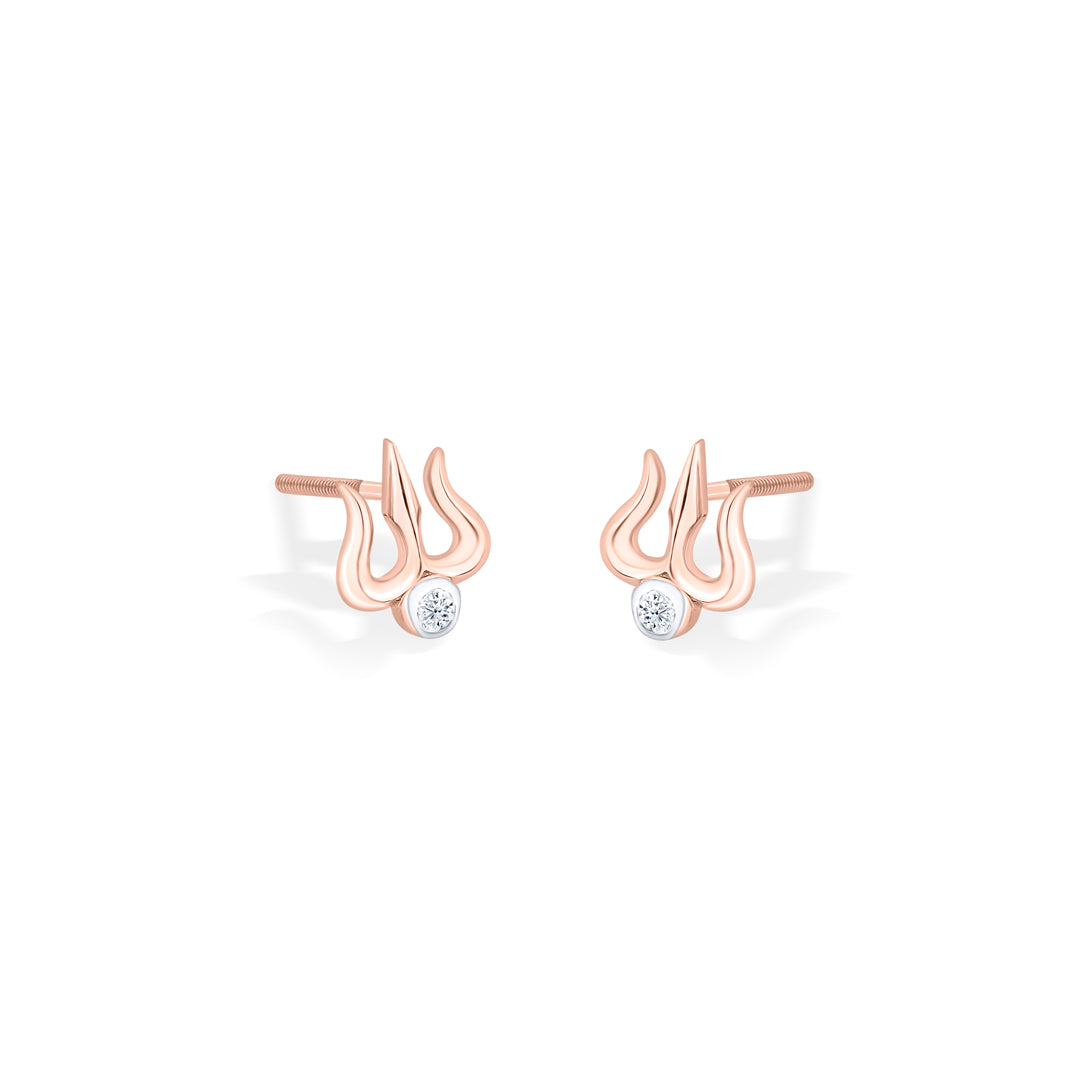 Divine Trishul Gold Stud Earrings for Women