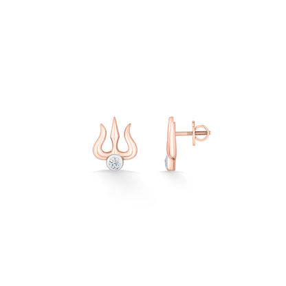 Divine Trishul Gold Stud Earrings for Women