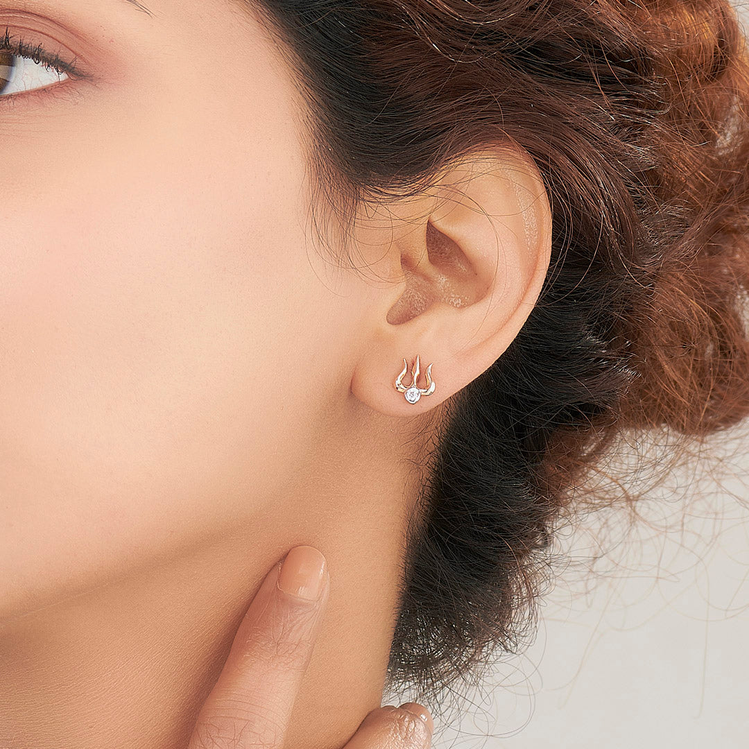 Divine Trishul Gold Stud Earrings for Women