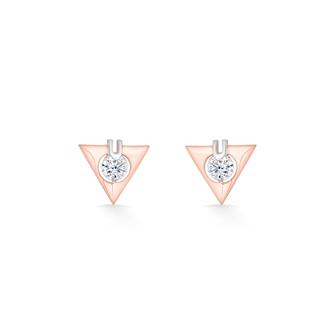 Triple Gem Gold Stud Earrings for Women