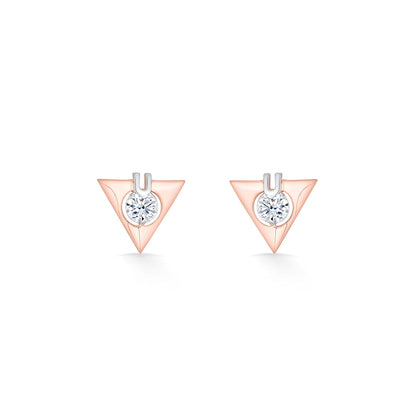 Triple Gem Gold Stud Earrings for Women