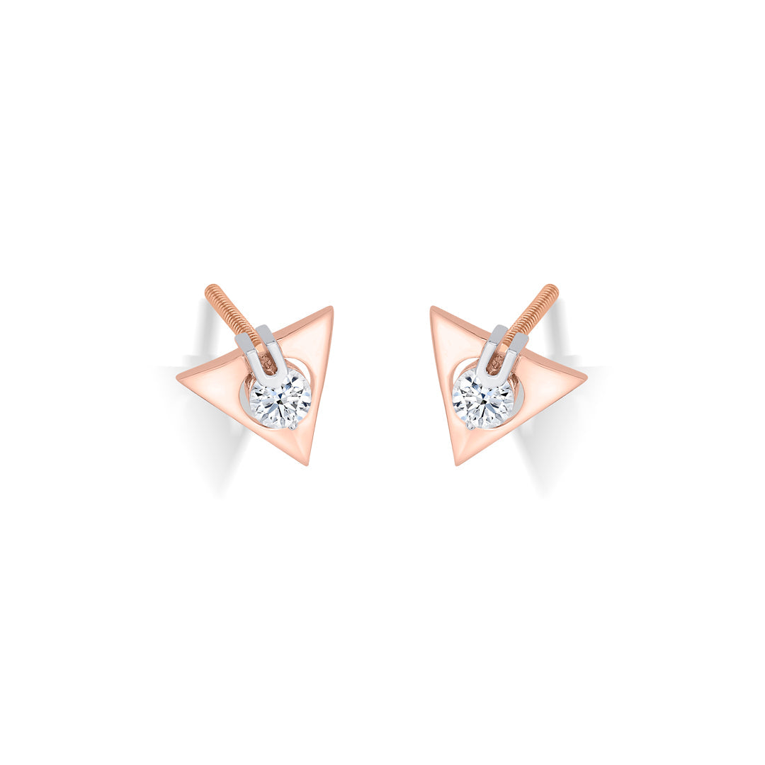 Triple Gem Gold Stud Earrings for Women