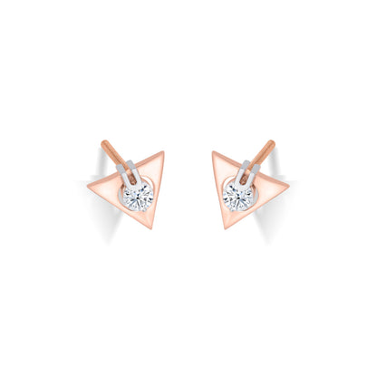 Triple Gem Gold Stud Earrings for Women