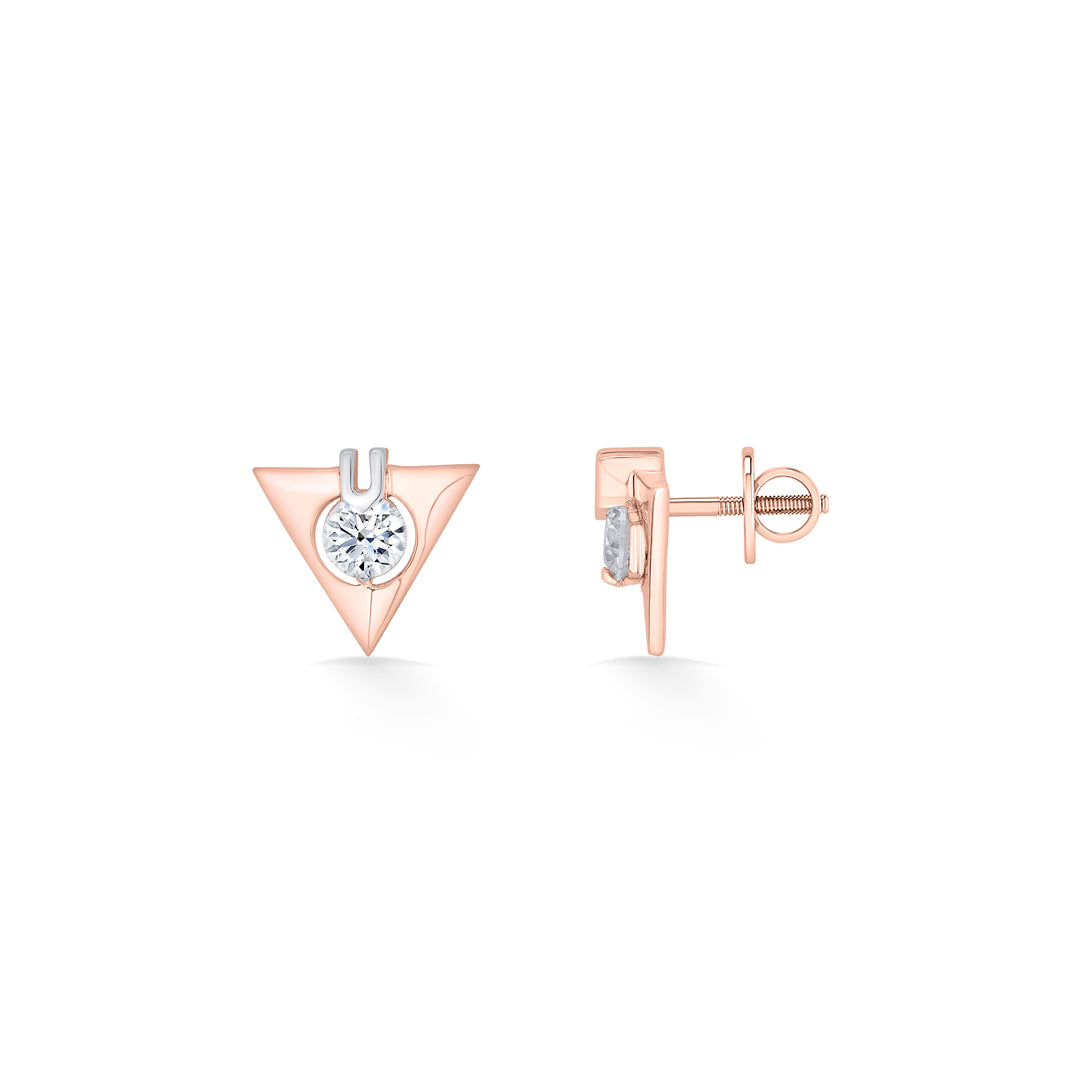 Triple Gem Gold Stud Earrings for Women