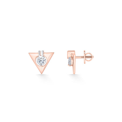 Triple Gem Gold Stud Earrings for Women