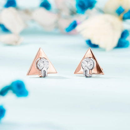 Triple Gem Gold Stud Earrings for Women