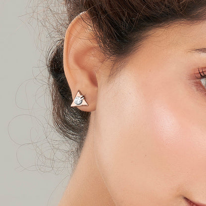 Triple Gem Gold Stud Earrings for Women