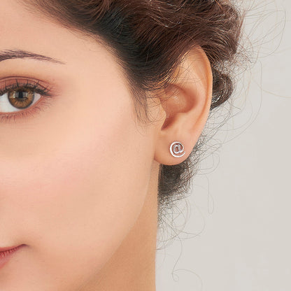 Spiral Charm Gold Stud Earrings for Women