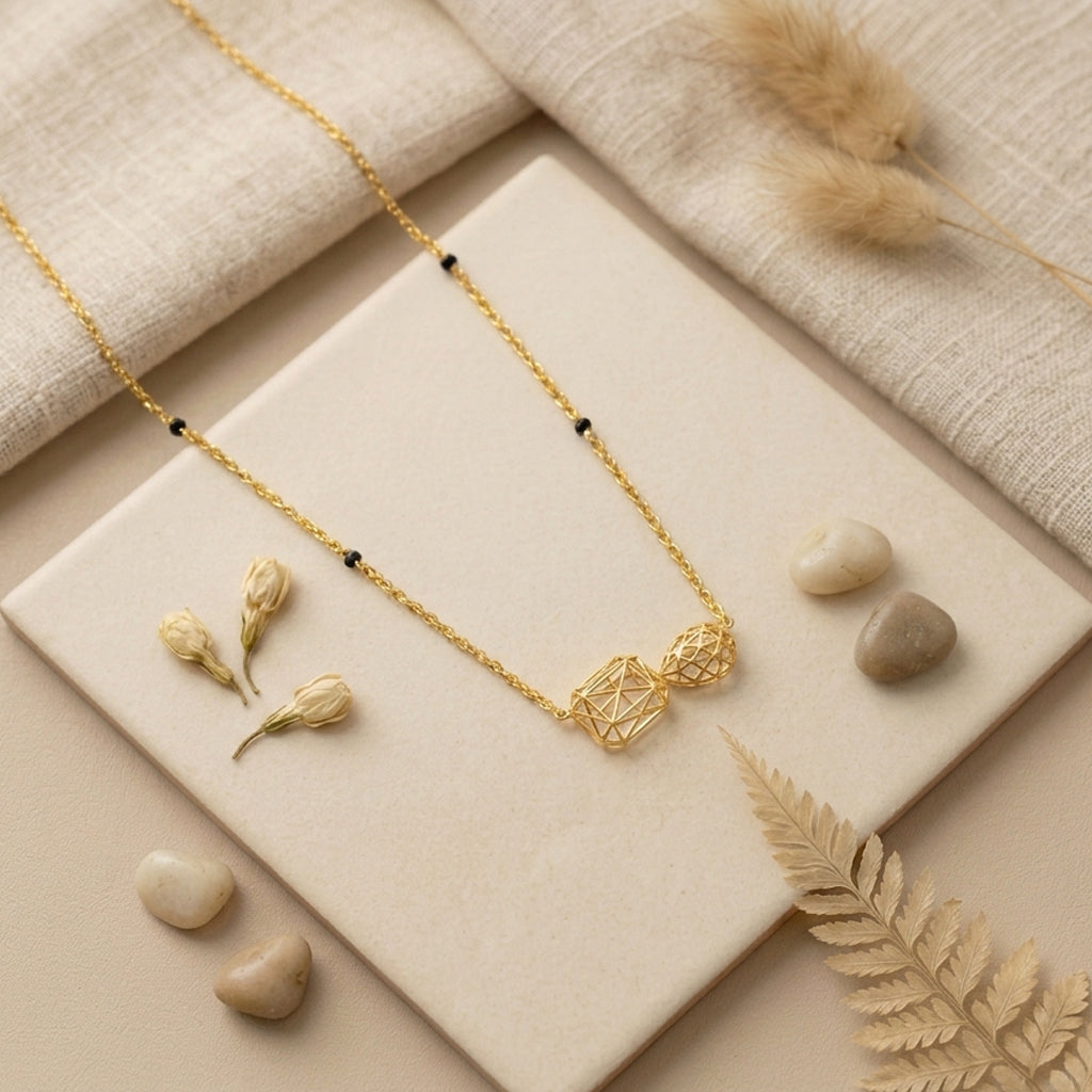 Mesh Geometry 9kt Diamond Mangalsutra