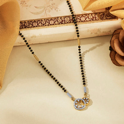 Double Halo Gold Modern Mangalsutra for Women