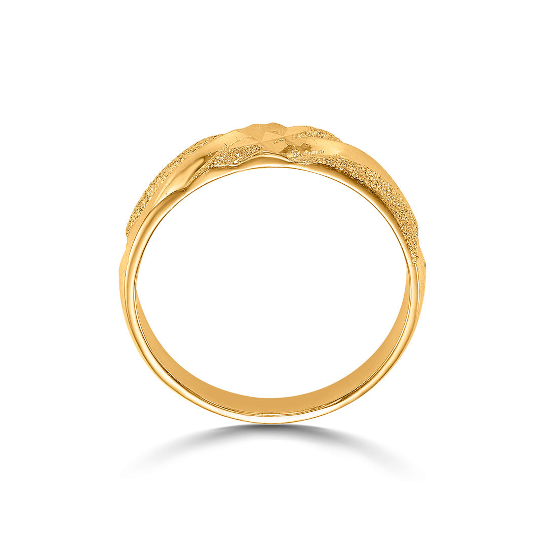 Stripe Texture Men's Gold Ring