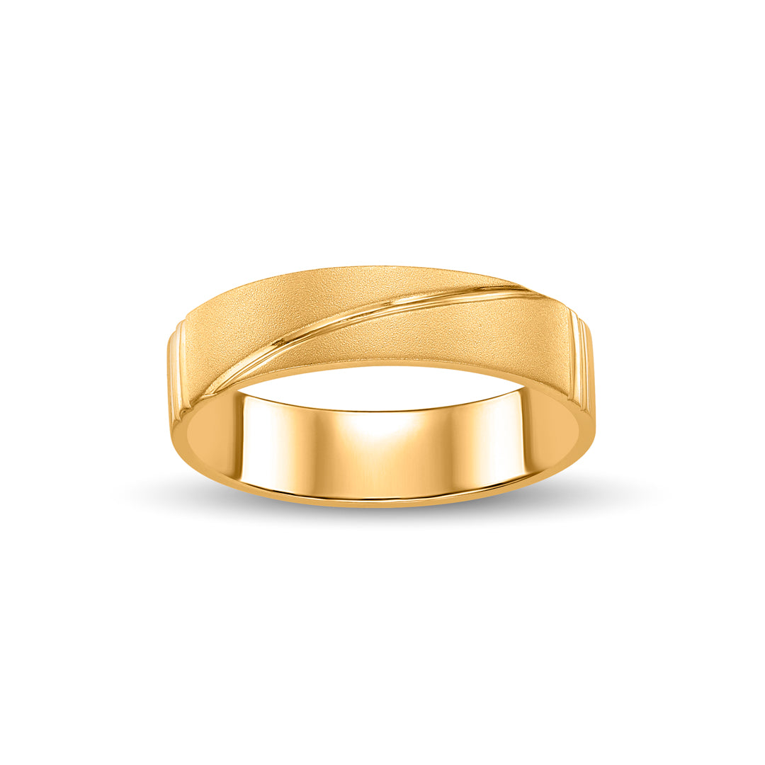 Diagonal Line Men's Gold Ring