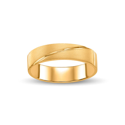 Diagonal Line Men's Gold Ring