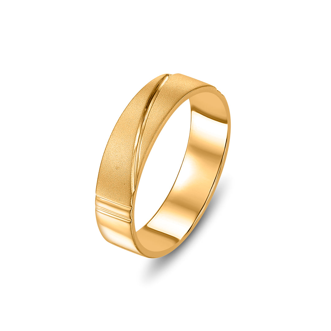 Diagonal Line Men's Gold Ring