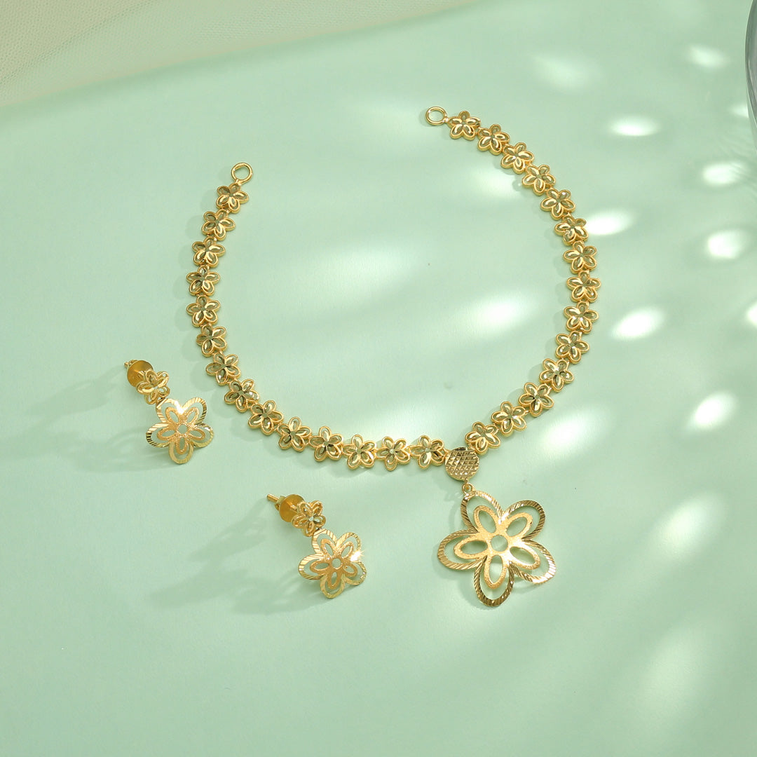 Petal Muse Gold Necklace Set for Women