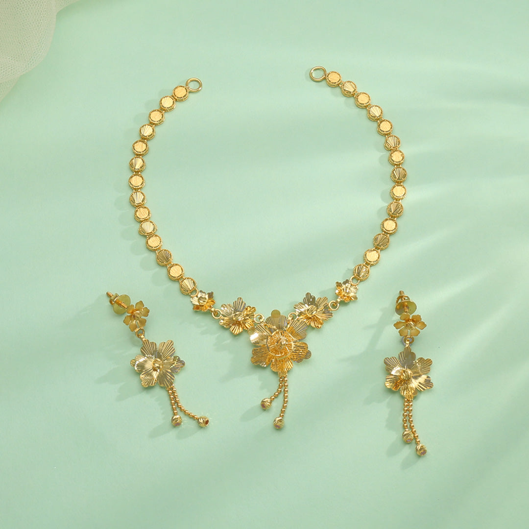 Bloom Garden Gold Necklace Set for Women