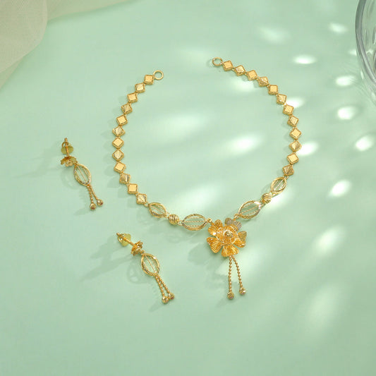 Bloom Drop Gold Necklace Set for Women