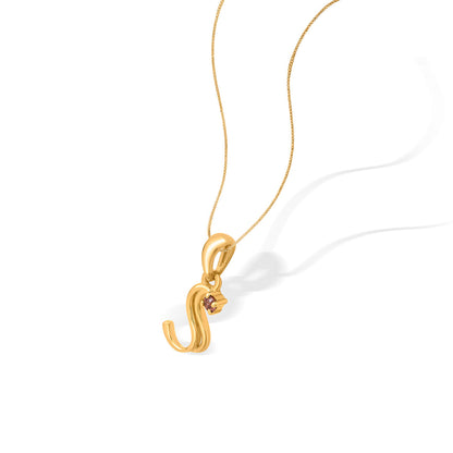 Stellar S Gold Alphabet Pendant for Women
